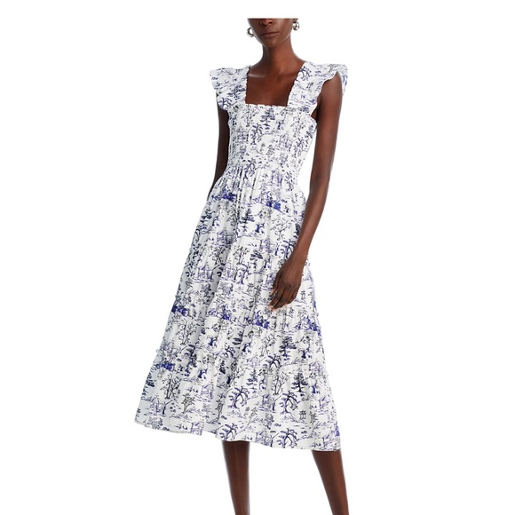 White and blue summer nap dress - Picture 1 of 5